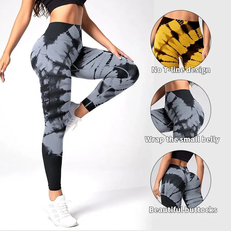 Leggings Seamless Mujer - Efecto Push-Up, Cintura Alta y Estilo Tie-Dye